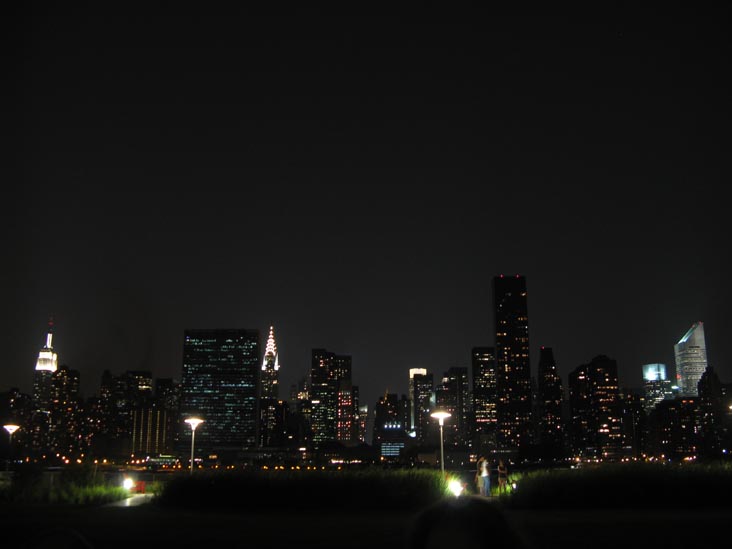 Midtown Manhattan Skyline From North Recreation and Interpretive Area, Gantry Plaza State Park, Hunters Point, Long Island City, Queens, August 4, 2009, 9:14 p.m.