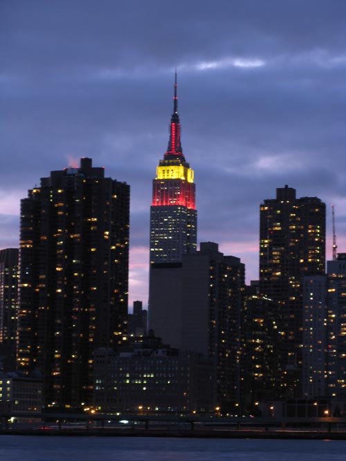 60th Anniversary of the People's Republic of China Lighting, Empire State Building, Midtown Manhattan From Gantry Plaza State Park, Hunters Point, Long Island City, Queens, September 30, 2009