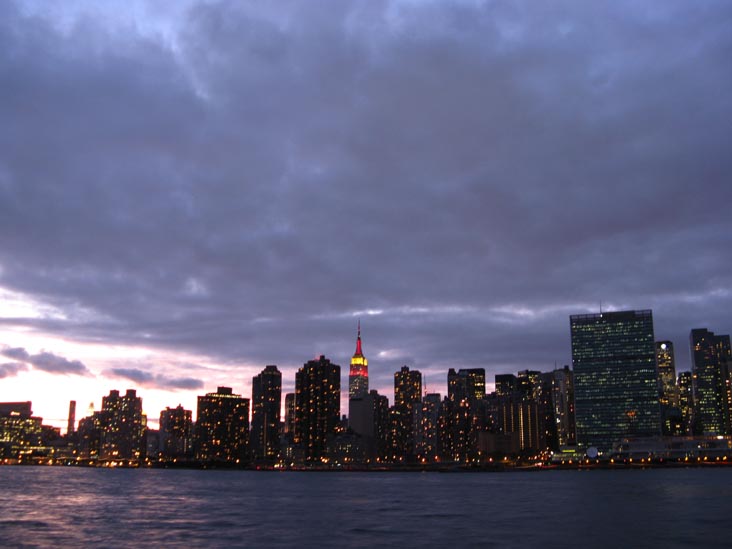 60th Anniversary of the People's Republic of China Lighting, Empire State Building, Midtown Manhattan From Gantry Plaza State Park, Hunters Point, Long Island City, Queens, September 30, 2009