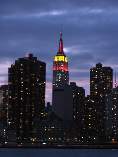 60th Anniversary of the People's Republic of China Lighting, Empire State Building, Midtown Manhattan From Gantry Plaza State Park, Hunters Point, Long Island City, Queens, September 30, 2009