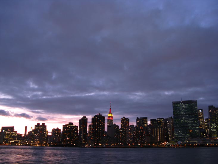 60th Anniversary of the People's Republic of China Lighting, Empire State Building, Midtown Manhattan From Gantry Plaza State Park, Hunters Point, Long Island City, Queens, September 30, 2009