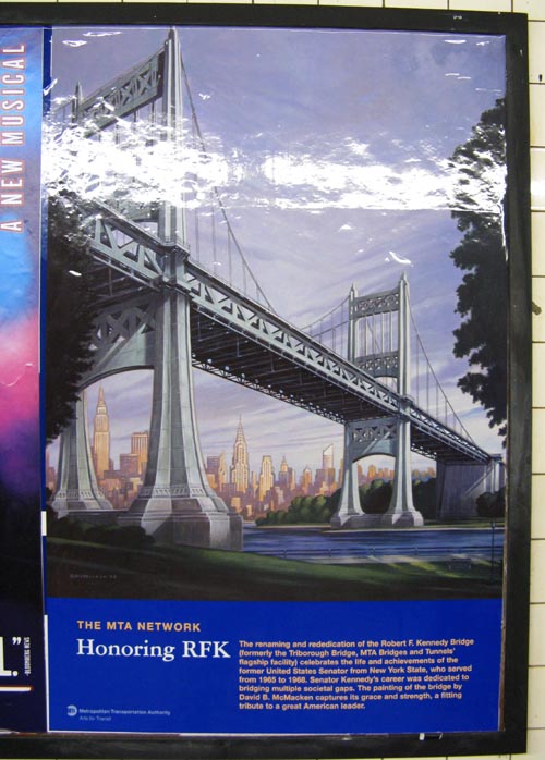 Honoring RFK MTA Poster, Vernon Boulevard-Jackson Avenue Subway Station, Hunters Point, Long Island City, Queens, December 12, 2009