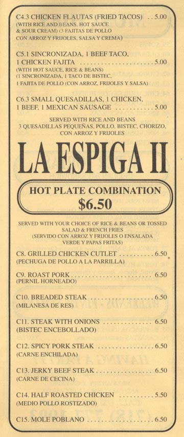 La Espiga II Combination Platters