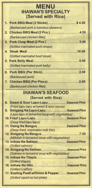 Ihawan Specialties and Seafood Dishes