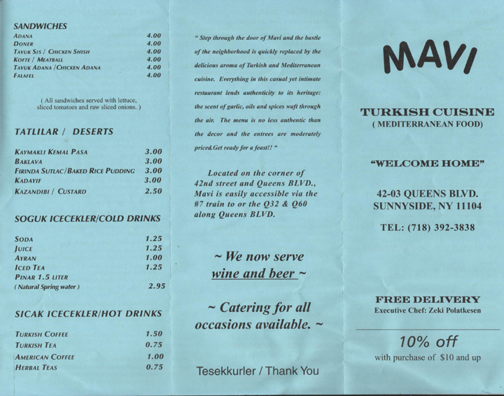 Mavi Turkish Cuisine, 42-03 Queens Boulevard, Sunnyside, Queens