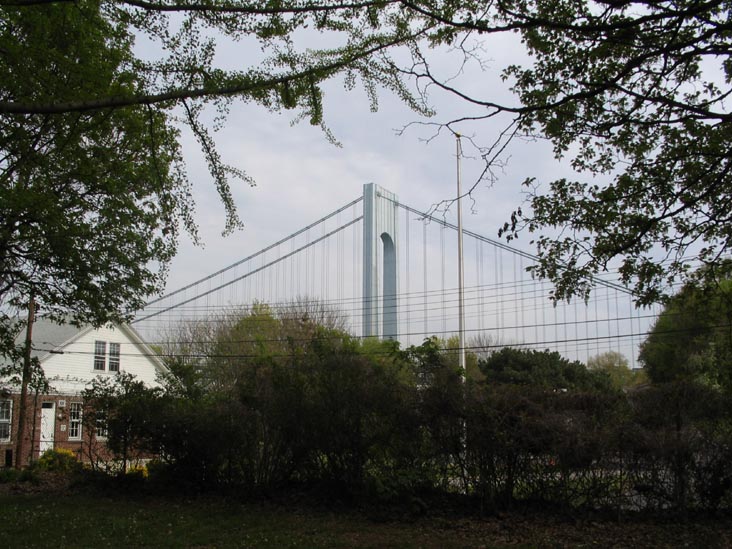 Verrazano-Narrows Bridge Tower Rising Over Fort Wadsworth, Arthur von Briesen Park, Staten Island