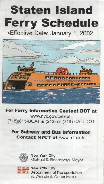 Staten Island Ferry Schedule after Sept. 11