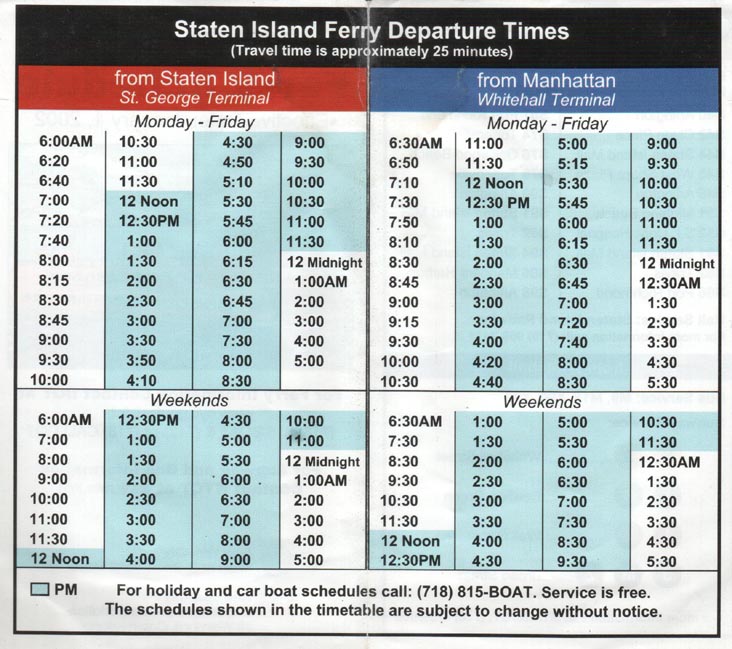 Staten Island Ferry Schedule After Sept. 11