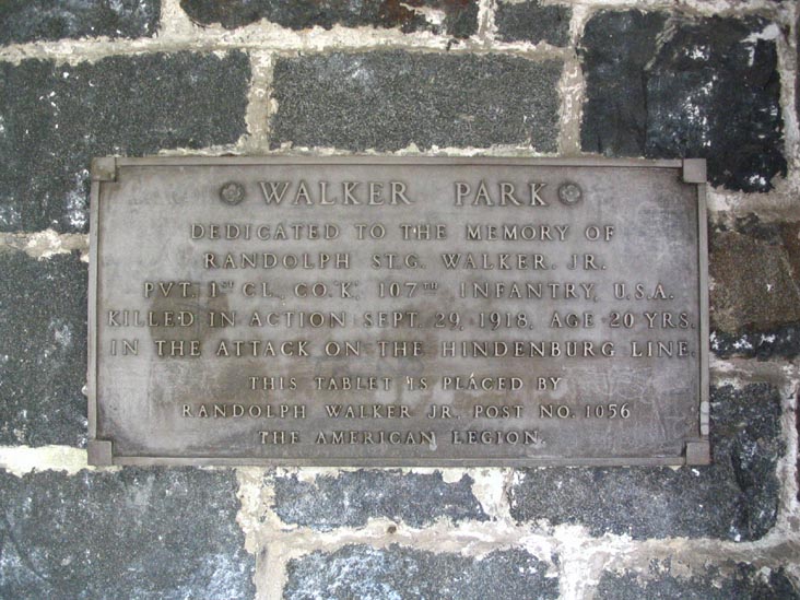Plaque, Walker Park, Livingston, Staten Island