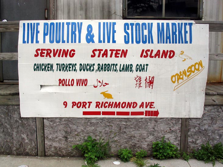 Live Poultry Market Sign, Port Richmond Avenue North of Richmond Terrace, Port Richmond, Staten Island
