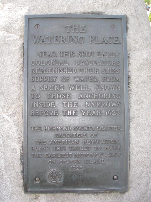 Watering Place Plaque, Tompkinsville Park, Tompkinsville, Staten Island
