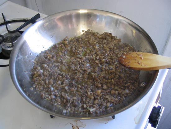 Duxelles: Cooking the Shallots and Mushrooms
