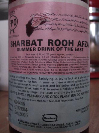 Sharbat Rooh Afza Label