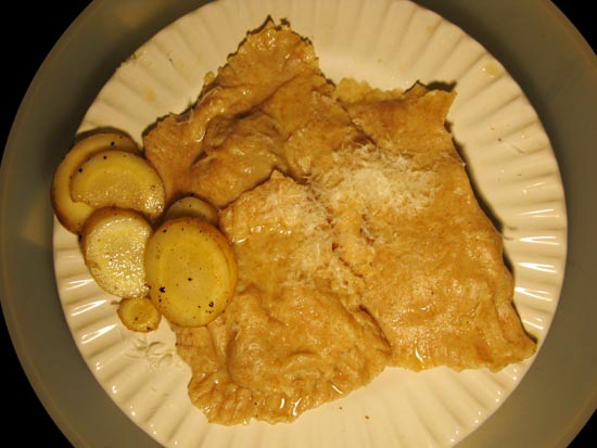 Slow-Cooked Pork Ravioli and Sauteed Yellow Carrots, Cabernet Franc Tasting: October 6, 2010
