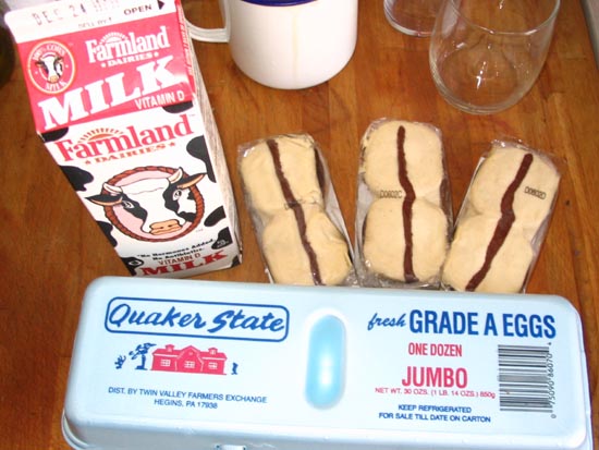 Ingredients For Tastykake Pancakes: Milk, Eggs, Tastykakes