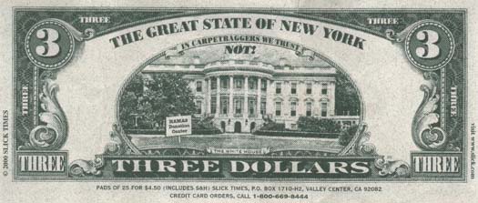 "Phony As A Three-Dollar Bill" Hillary Clinton 2000 Campaign Artifact